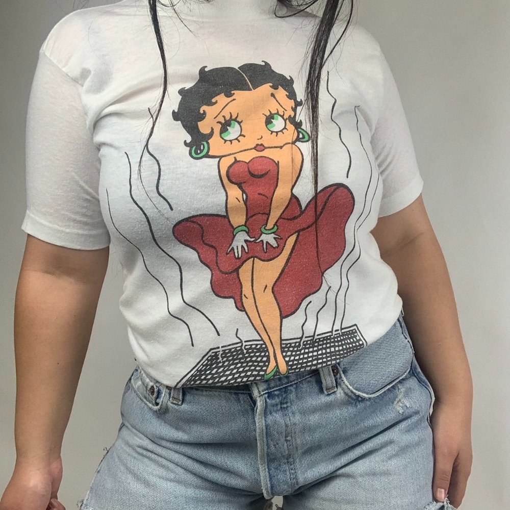 T-shirt Vintage Betty Boop Officiel - Bleu Taille Unique - Neuf Avec étiquettes